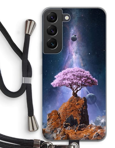 Case Company® - Hoesje met koord geschikt voor Samsung Galaxy S22 hoesje met Koord - Ambition - Telefoonhoesje met Zwart Koord - Bescherming aan alle Kanten en Over de Schermrand