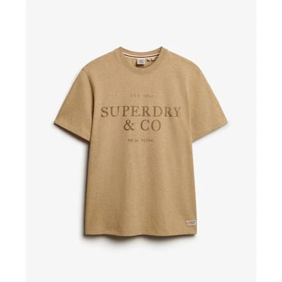 Superdry T-shirt 1954 Company Relax Tee M1012392a 1wy Pumice Stone Beige Marl Mannen Maat - XL