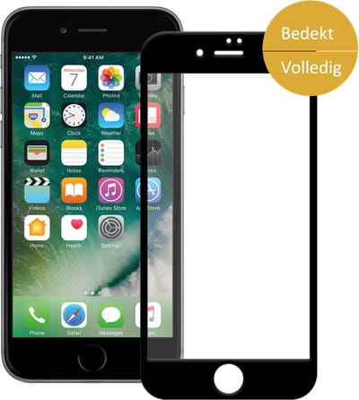 Screenprotector geschikt voor Apple iPhone 7 Plus - Full Screen Rand tot Rand Tempered Glass Screenprotector Transparant met Zwart Carbon Bezel 3D 9H - Arch / Arched
