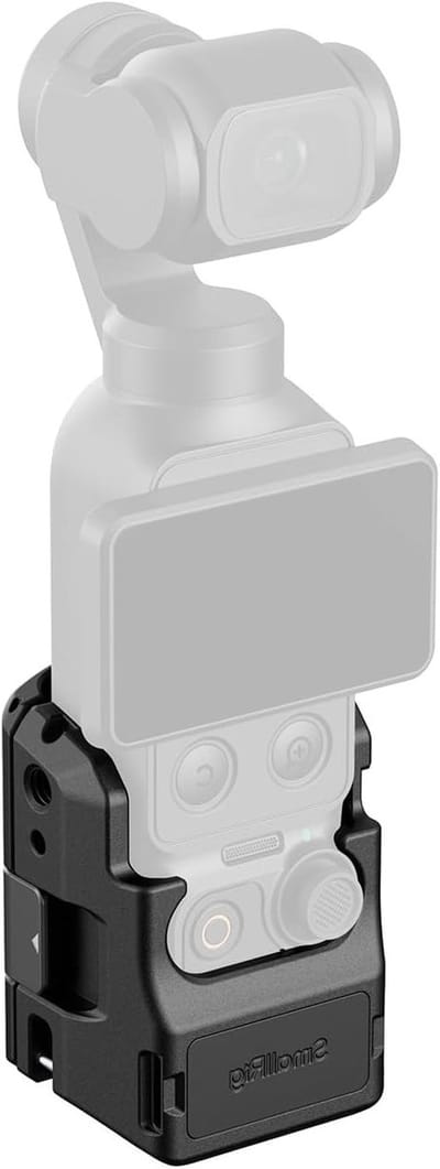 Beschermkooi voor DJI Osmo Pocket 4 met uitbreidingsadapter, 1/4"-20 bevestigingsgaten en cold shoe-bevestiging, ideaal voor videoproductie en fotografie accessoires