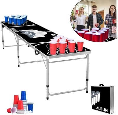 Bierpongtafel Opvouwbare tafel Kampeertafel Feestbierspel Bierspeltafel Bekers