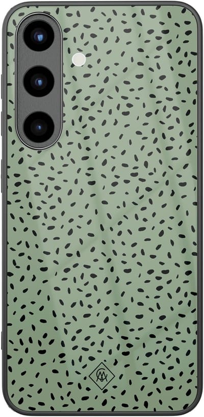 Casimoda® hoesje - Geschikt voor Samsung Galaxy S25 - Green Confetti - Luxe Hard Case Zwart - Backcover telefoonhoesje - Groen