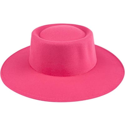 Effen Kleur Breedgerande Tophoed Franse Mode Jazz Wollen Hoed M（56-58cm） pink
