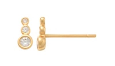 New Bling - 9NBG-0882 - 14K geelgouden Oorknoppen – Met 3 Zirkonia-Steentjes – Dames Oorbellen