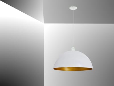 Trango 9001W Retro Hanglamp Industriële Vintage *VINTOS* Ø 360mm Hanglamp met 1x E27 Fitting Elk - Retro Hanglamp – Plafondlamp, Lampenkap in Wit-Goud, Kroonluchter