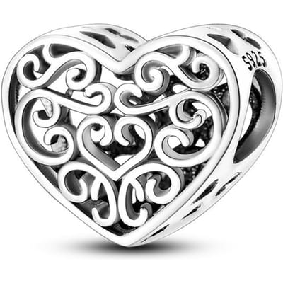 Composants de Perles à Charme Originales Perles Cœur Colorées Composants Compatibles Avec Bracelets Colliers Conçus Pour Femmes Composant de Perle à Charme Cuivre gray