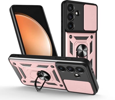 MobyDefend Hoesje - Geschikt voor Samsung Galaxy S25 FE - Pantsercase Met Draaibare Ring - Rosé