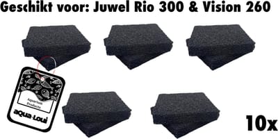 Aqua-Loui® - Koolspons Large L - 10 Stuks - Geschikt voor Juwel Bioflow 6.0 - Rio 300 & Vision 260 - Actieve Kool - Aquarium Filterspons - 12,5 × 12,5 × 2,5 cm