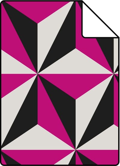 Proefstaal Origin Wallcoverings behang grafisch 3D motief fuchsia roze - 26,5 x 21 cm - 347444-S