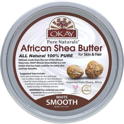 Okay Pure Naturals, beurre de karité africain, peau et cheveux, White Smooth, 7,5 oz (212 g) brown