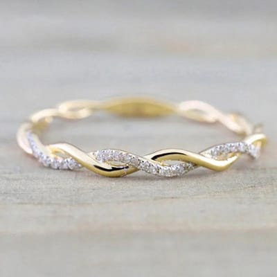 Luxe Verfijnd Goudkleurig Roestvrij Staal Lijn Touw Koppelringen Voor Vrouwen Mannen Persoonlijkheid Zirconium Vinger Sieraden Accessoire 10 beige