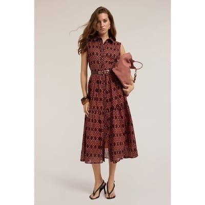 Motivi Ethnic Print Shirt Dress Brown Maat: 32 | Blousejurken Outlet | Dames | Bruin