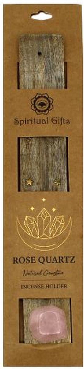Wierookhouder - Wierook ski - Wierookplankje - Hout - Rozenkwarts edelsteen - Cadeau verpakking