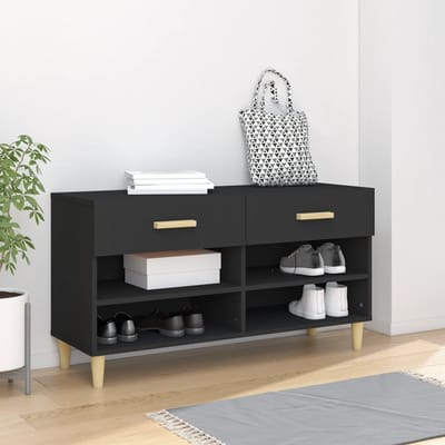 vidaXL - Schoenenkast - 102x35x55 - cm - bewerkt - hout - zwart