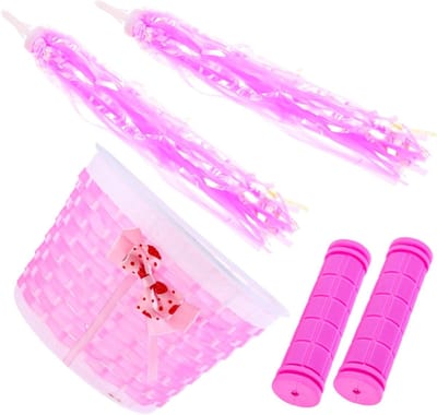 Kinderfiets Accessoires Set - Fietsdecoratie Kinderen - Fiets Versieren - Helder Kleurrijk Design - 21 cm Lengte - Roze