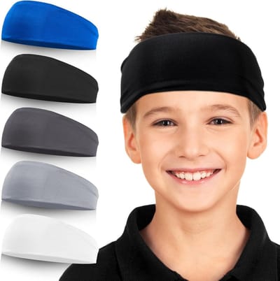 Kinder sporthoofdband, buiten hardlopen, basketbal, voetbal, zweetbestendige hoofdband-5 stuks