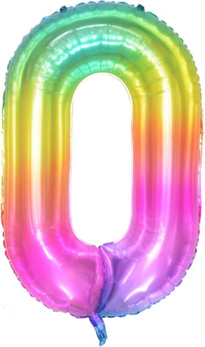 DW4Trading Regenboog Cijfer Ballon 0 - Feestversiering - Decoratie - Helium Ballon - 100 cm