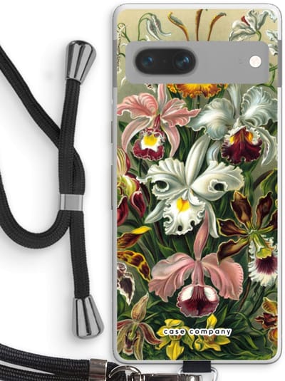 Case Company® - Hoesje met koord geschikt voor Google Pixel 7 hoesje met Koord - Haeckel Orchidae - Telefoonhoesje met Zwart Koord - Bescherming aan alle Kanten en Over de Schermrand