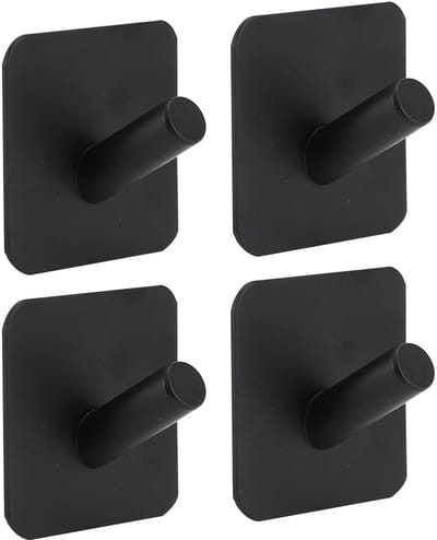 Dailygoods- Wandhaken Zelfklevend - Handdoekhaken - Ophanghaken - Zwart - Set van 4 - Geschikt voor Mantels - Haakjes
