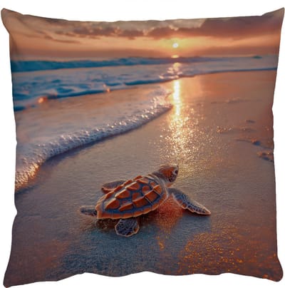 Sierkussens - Kussentjes Woonkamer - 50x50 cm - Schildpad - strand - Zonsondergang