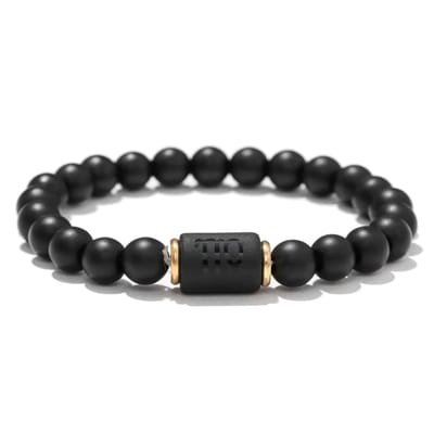 Walletstreet Onyx kralen Armband elastische sieraad- zwarte Agaat Steen- Natuursteen-voor mannen en vrouwen- Kerstcadeau- Ideale geschenk