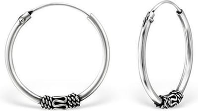 Montebello Oorbellen Capri B - 925 Zilver Geoxideerd - Bali - 2mm - ∅18mm