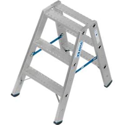 KRAUSE STABILO dubbele ladder R13 2x3 treden, gatenpatroon 80 mm zelfreinigend, aluminium verbindingsstukken met hoge sterkte, SafetyCap
