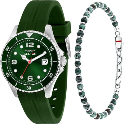 Sector 230 Bracelet Silicone Cadran Vert Quartz R3251161059 100M Montre Homme Avec Bracelet Supplémentaire black