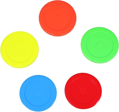 Kleine Plastic Pucks - Tafelhockey Schijven - Spelplezier Thuis - Soepel Spelverloop - 5 Stuks - Multicolor