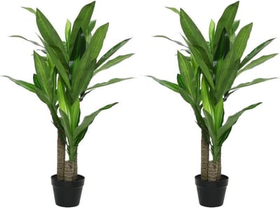 Bellatio flowers & plants Kunstplant drakenbloedboom - 2x - in pot - Dracaena - 105 cm