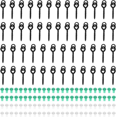 50 Stuks Schroef Aas met 100 Stuks Haak Stops - Visaccessoires voor Karpervissen, Cirkelhaken en Ovalen Aasbevestigingen