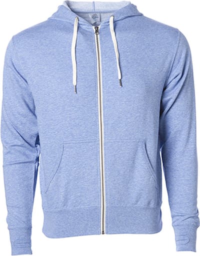Unisex Zipped Hoodie 'French Terry' met capuchon Sky Heather - XS