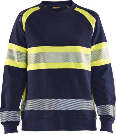 Blaklader 3409-1158 Dames Sweatshirt High Vis - Marine/High Vis Geel - L