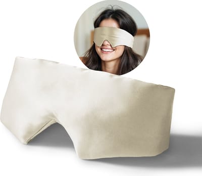 Sleeptime Zijden Slaapmasker - Silk Sleep Mask - 100% Verduisterend Oogmasker - Beige - 23 momme Moerbei Zijde - Mulberry Silk