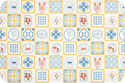 Badmat 90x60 cm - Antislip - Tegels - Patroon - Zomer - Geel - Badmatten voor badkamer - Badkamermat - Douchemat - Badkamer mat