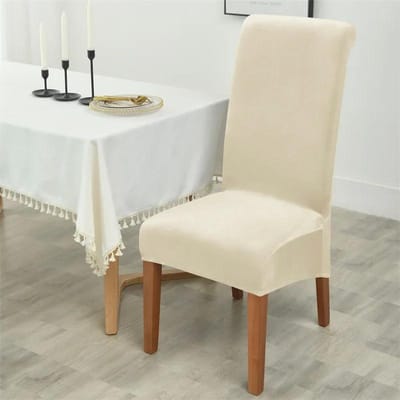 1/2/4/6 pièces Housse de chaise en velours doux Élastique Dossier haut Chaises de salle à manger Housse de siège Couleur unie Housse de chaise pour Salle à manger Cuisine 1Pc chair Cover