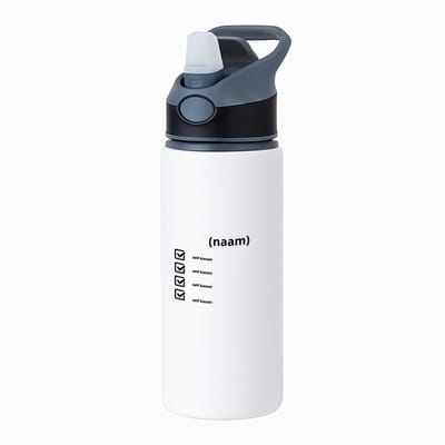 Hacebo® - recept voor koffie eigen keuze en met je eigen naam waterfles met rietje zwart - koffie drinkers/liefhebbers - eigen koffie recept - verjaardagscadeau - cadeau - kado - geschenk - verjaardag - collega's - water fles - 650ML