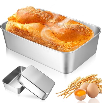 Dailygoods- Broodvorm 3 stuks - Roestvrij staal - Vaatwasmachinebestendig - Rechthoekig - Duurzaam - Afmetingen 22x15x6 cm - Bakblik