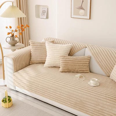Imitatie Konijnenpluche Rechte Streep Bankhoes Modern Verdikt Bankmat Woonkamer Bankhoezen Effen Kleur Antislip Bankmat 30x50cm pillowcase