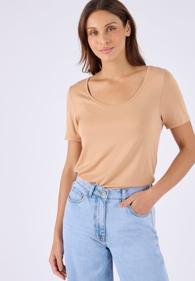 Damart - T-shirt met korte mouwen Thermolactyl Sensitive onzichtbaar - Dames - Bruin - 38-40 (S)