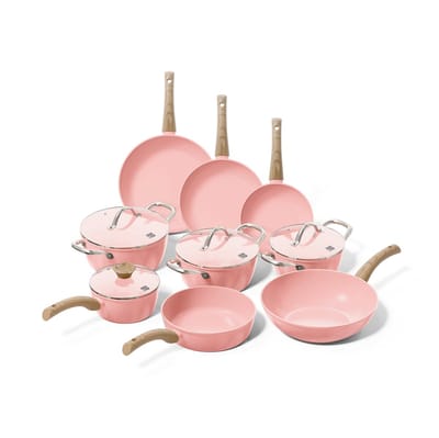 Cook & Pan - Blush Pannenset 9-delig - Inductie Pannen- Keramische Anti-aanbaklaag PFAS-vrij - 7 jaar garantie - Roze
