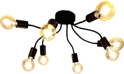 Trango 8-flg. Plafondlamp zwart-mat 1013B woonkamer lamp armen draaibaar *SPY* met 8x E27 fitting voor LED lamp keukenlamp, gang plafondlamp, vintage kroonluchter (zonder gloeilamp)