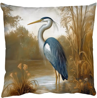 Sierkussens - Kussentjes Woonkamer - 40x40 cm - Reiger - Water - Planten