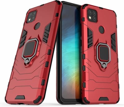 Coverup Hoesje - Geschikt voor Xiaomi Redmi 9C Hoesje - Coverup Ring Kickstand Back Cover - Rood