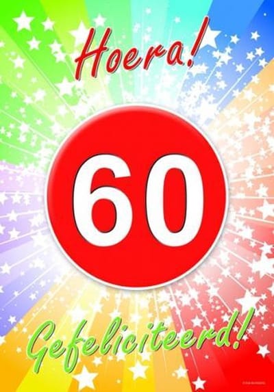 Bellatio Decorations verjaardag deurposter - 2x - 60 jaar - 59 x 42 cm - leeftijd feestartikelen