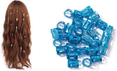 Verstelbare metalen haarcuffs voor dreadlocks en vlechten - 100 stuks blauwe haaraccessoires voor vrouwen en meisjes