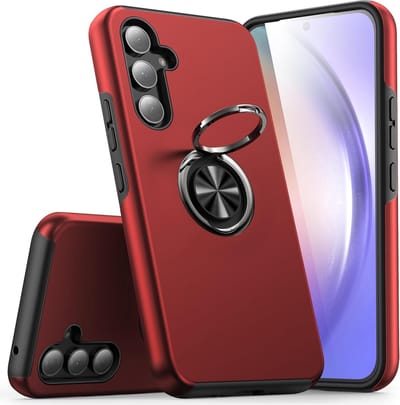 Telefoonhoesje Met Vingerring & Magneet voor Telefoohouders - Hoesje Geschikt voor: Samsung Galaxy A54 - Anti-drop harde cover - Rood