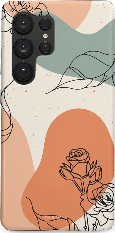 Casetastic hoesje geschikt voor Samsung Galaxy S25 Ultra - Dubbellaagse bescherming - Lijnenspel roos - Fashion Case - Saliegroen Perzik Zand