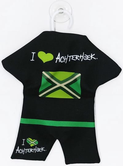 Achterhoek - Auto hanger - Minidress - Zuignap - Zwart-groen - Vlag - 21 x 16 cm
