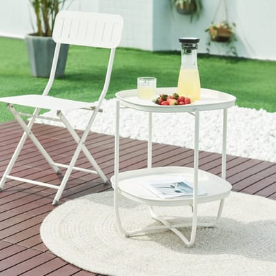 Tuintafel Sandefjord bijzettafel metaal 57,5x46x46cm wit [en.casa]